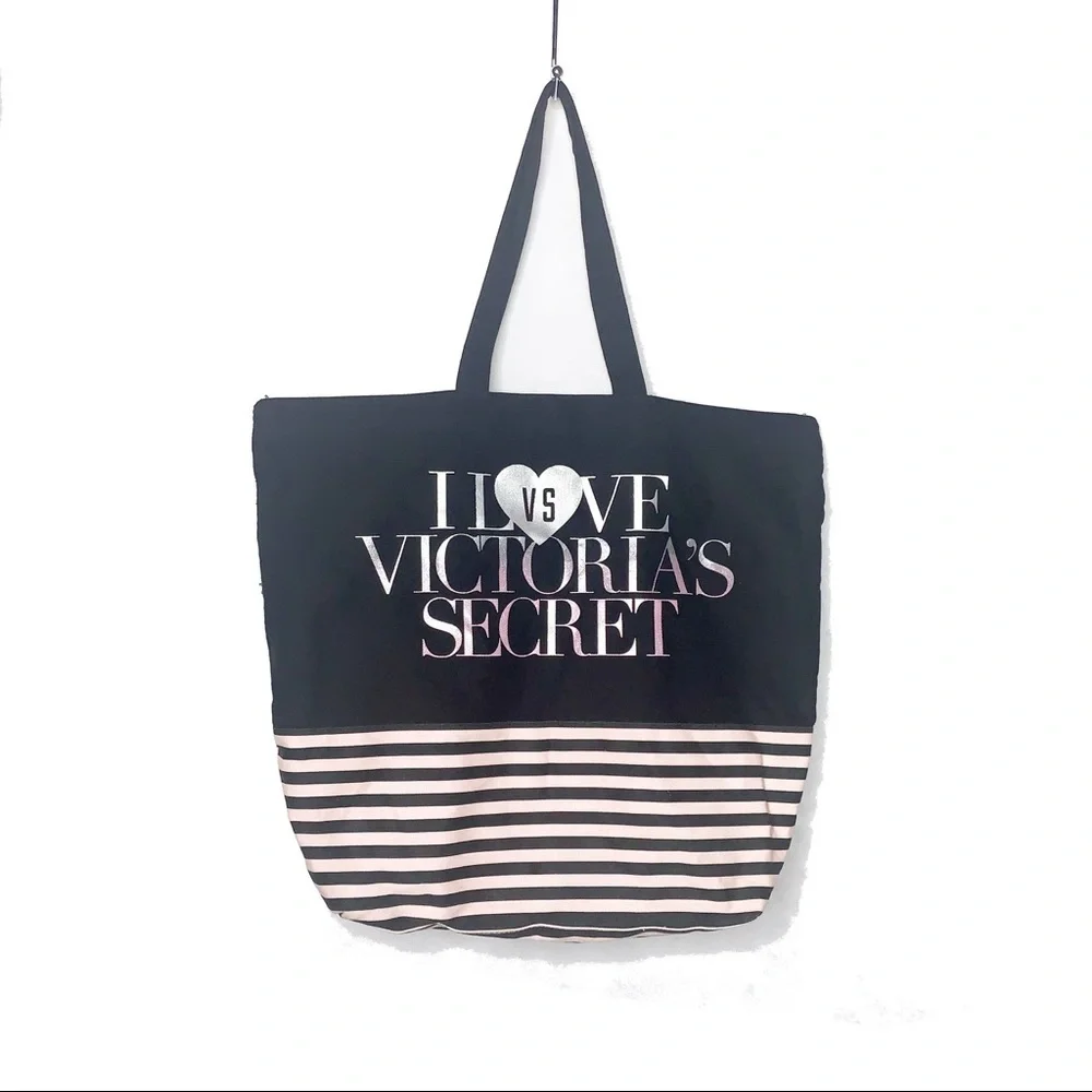 VICTORIA’S SECRET Black & Pink Zip Top Tote